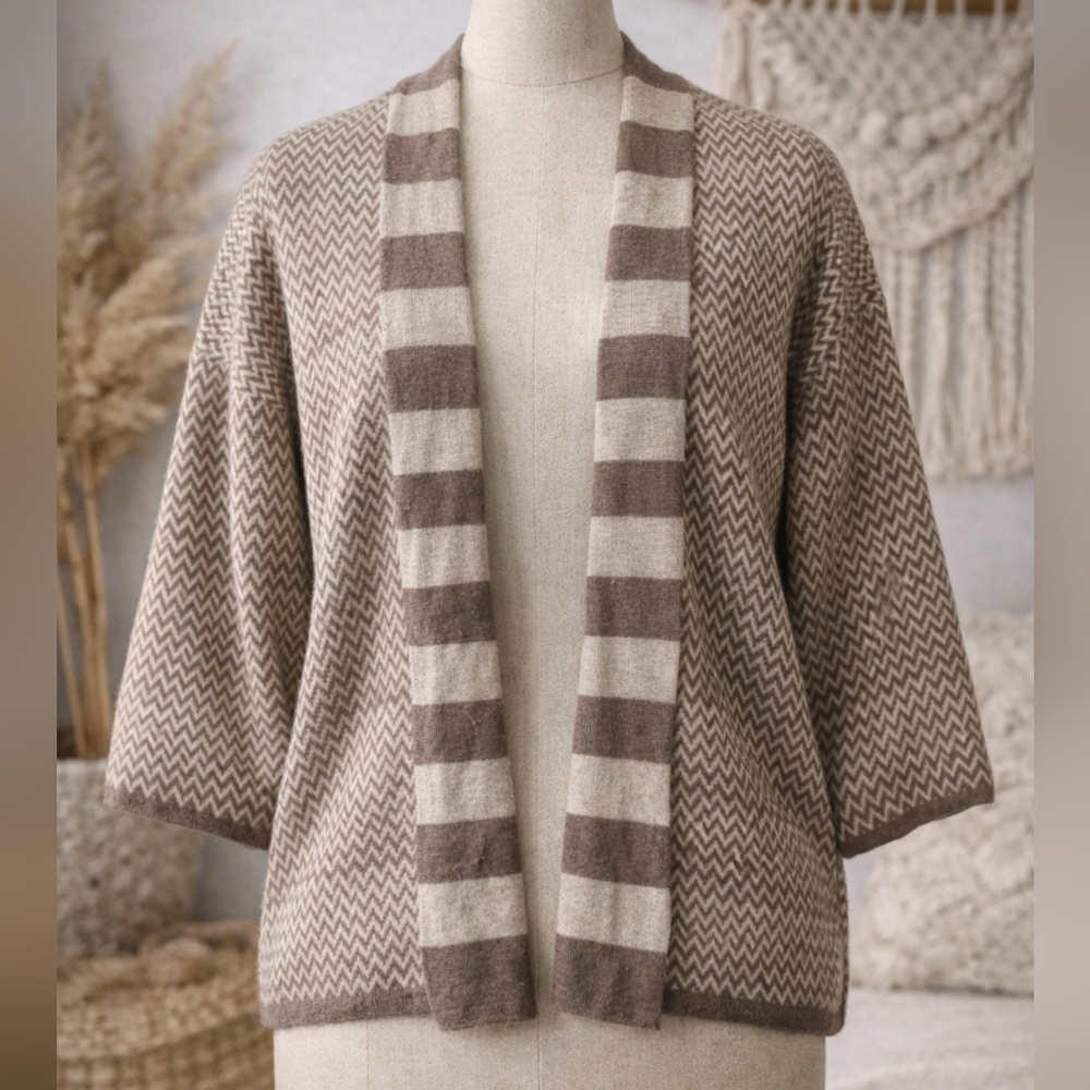 COCOGIO STRIPED CARDIGAN WOOL BLEND